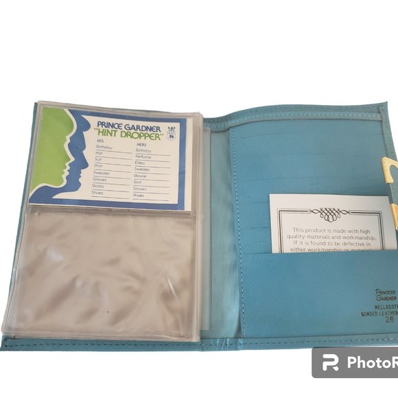 1970s Prince Gardner PRINCESS GARDNER Billfold Wallet Blue Bonded Leather NEW - Picture 4 of 6